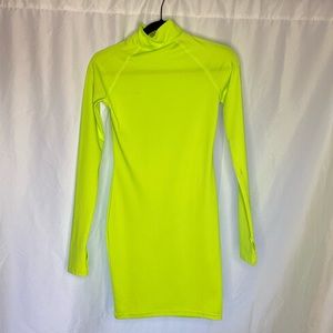 Highlighter yellow bodycon dress